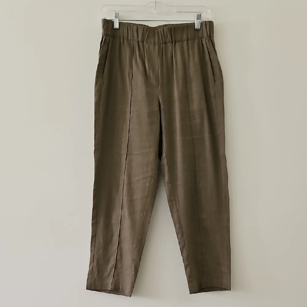 Babaton Cropped Linen-blend Pants In Morel Size Small
